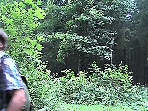 Caught deepthroating in the woods