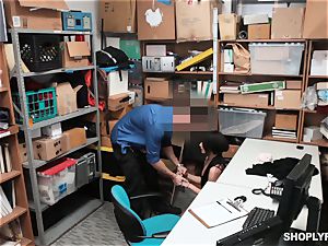 Shoplyfter Isabella uber-cute fucked by strung up security guard Chad